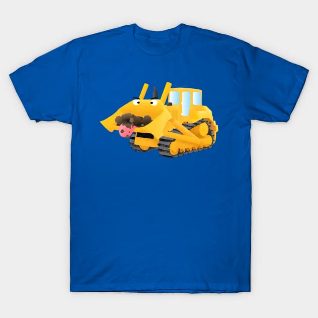 Cute funny yellow bulldozer cartoon character T-Shirt by FrogFactory